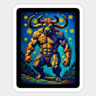 Minotaur in starry night Sticker